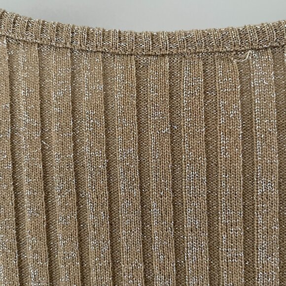 1970s VINTAGE GOLD LAME  Ribbed Knit Top - Picture 3 of 4